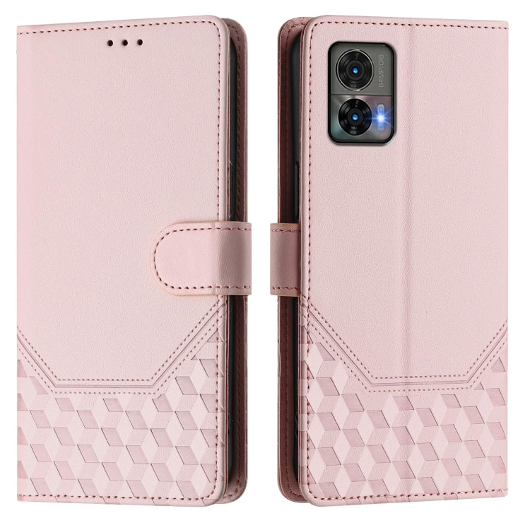 For Motorola Edge 30 Neo Honeycomb Embossing RFID Leather Phone Case