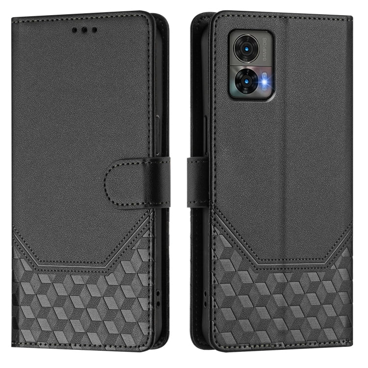 For Motorola Edge 30 Neo Honeycomb Embossing RFID Leather Phone Case