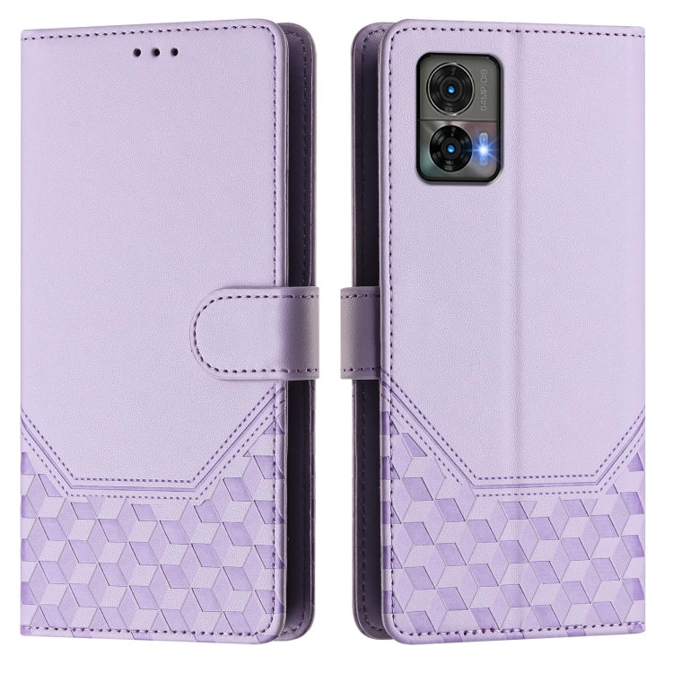 For Motorola Edge 30 Neo Honeycomb Embossing RFID Leather Phone Case