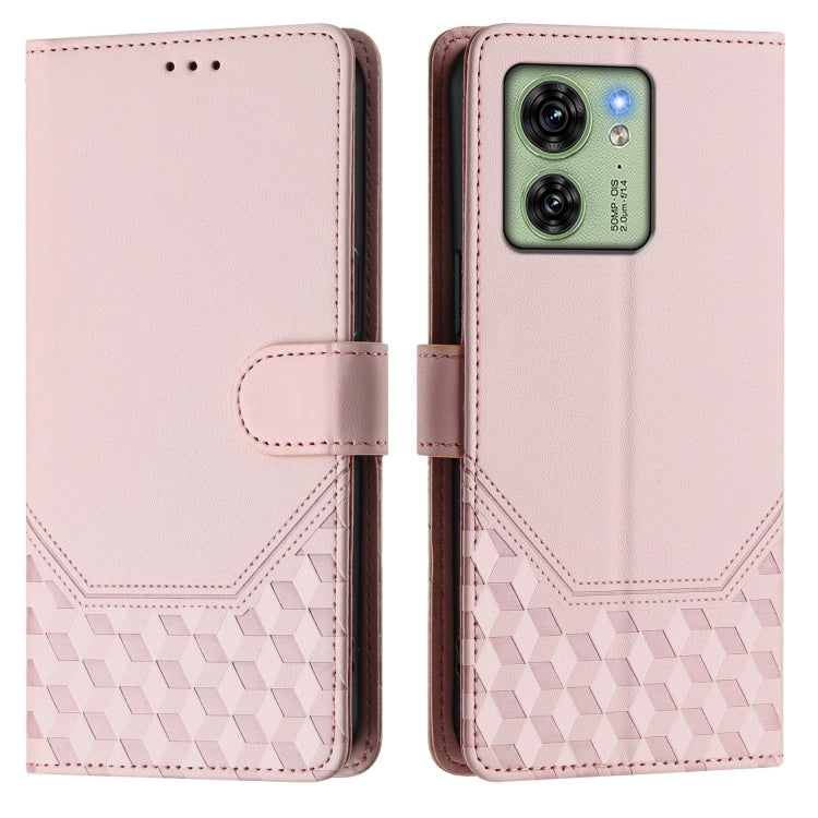 For Motorola Edge 2023 NA / 40 Oversea Honeycomb Embossing RFID Leather Phone Case