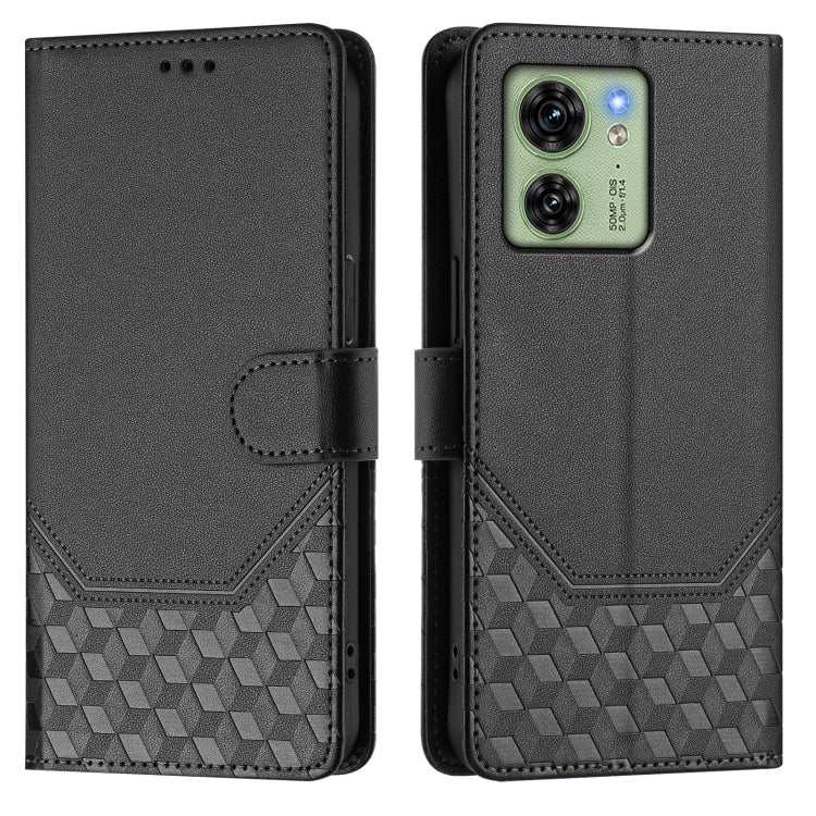 For Motorola Edge 2023 NA / 40 Oversea Honeycomb Embossing RFID Leather Phone Case