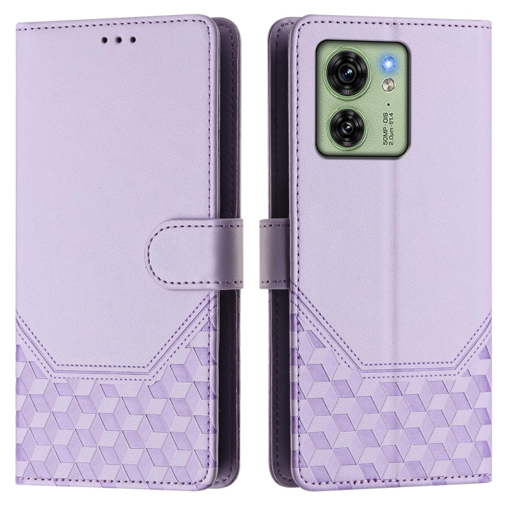 For Motorola Edge 2023 NA / 40 Oversea Honeycomb Embossing RFID Leather Phone Case