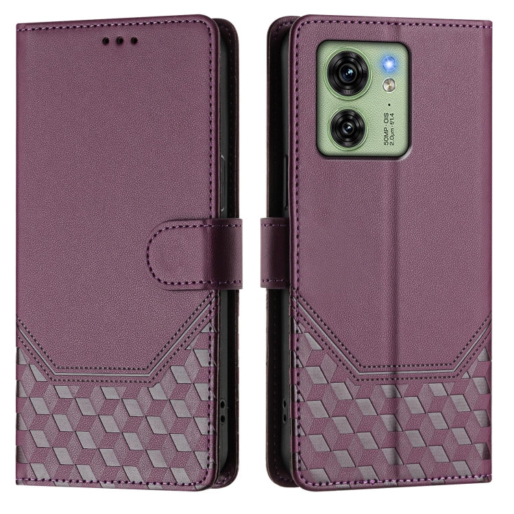 For Motorola Edge 2023 NA / 40 Oversea Honeycomb Embossing RFID Leather Phone Case