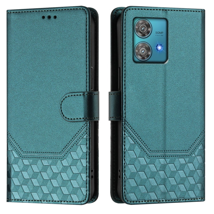For Motorola Edge 40 Neo 5G Honeycomb Embossing RFID Leather Phone Case