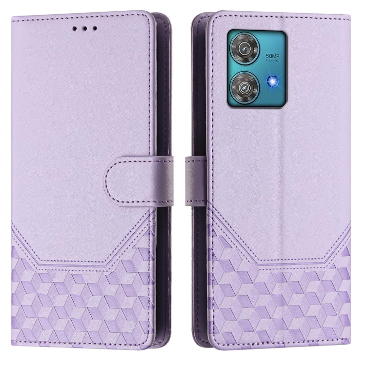 For Motorola Edge 40 Neo 5G Honeycomb Embossing RFID Leather Phone Case