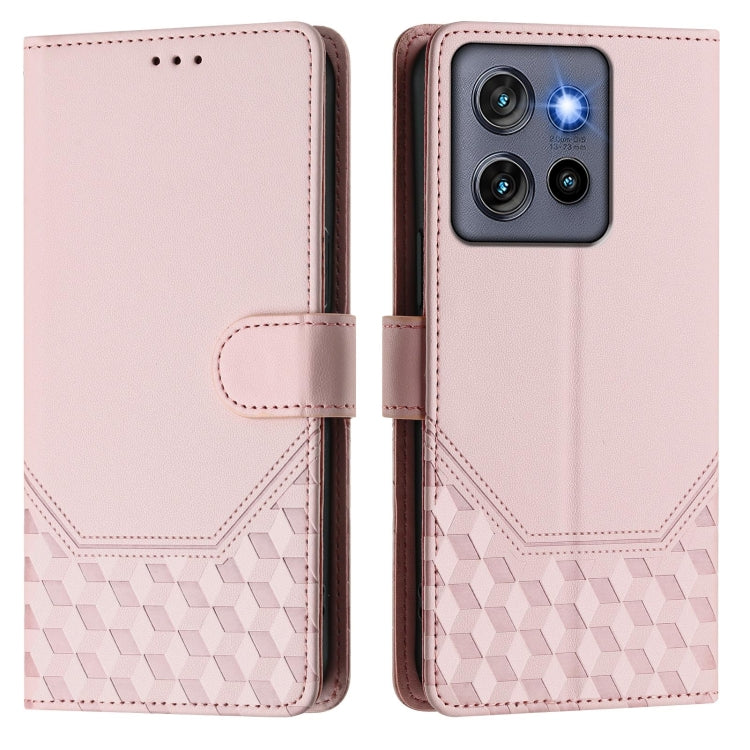 For Motorola Edge 50 Neo Honeycomb Embossing RFID Leather Phone Case