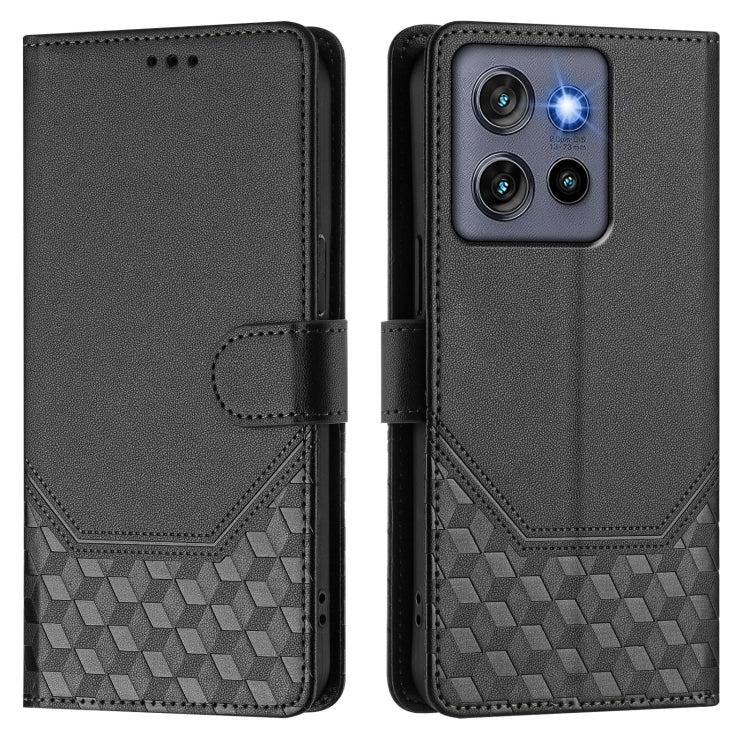 For Motorola Edge 50 Neo Honeycomb Embossing RFID Leather Phone Case