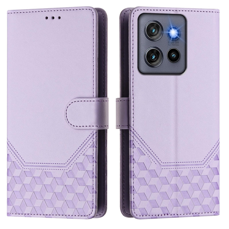 For Motorola Edge 50 Neo Honeycomb Embossing RFID Leather Phone Case