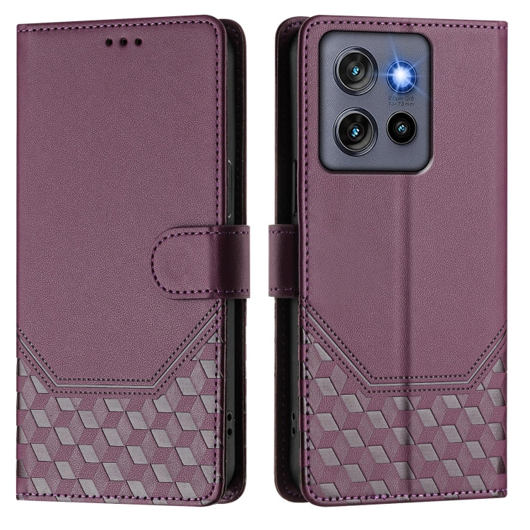 For Motorola Edge 50 Neo Honeycomb Embossing RFID Leather Phone Case