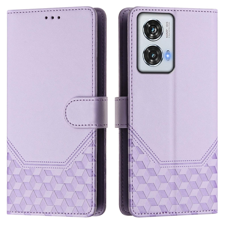 For Motorola Edge 50 Fusion Honeycomb Embossing RFID Leather Phone Case