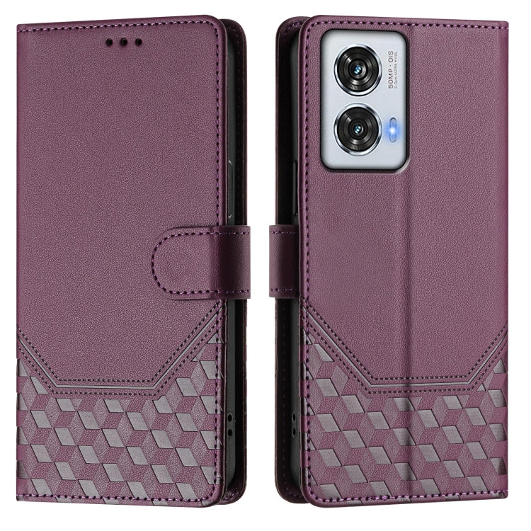 For Motorola Edge 50 Fusion Honeycomb Embossing RFID Leather Phone Case