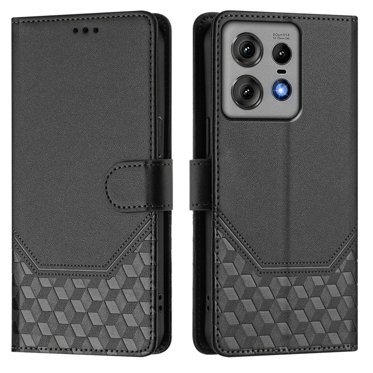 For Motorola Edge 50 Pro Honeycomb Embossing RFID Leather Phone Case