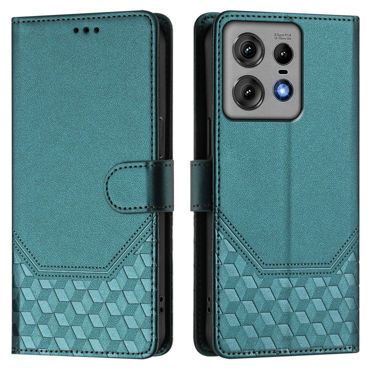 For Motorola Edge 50 Pro Honeycomb Embossing RFID Leather Phone Case