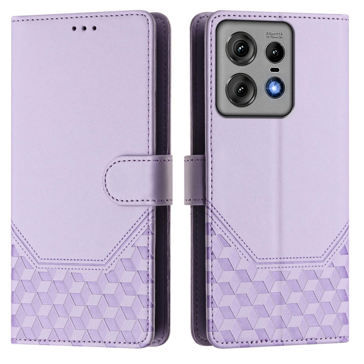 For Motorola Edge 50 Pro Honeycomb Embossing RFID Leather Phone Case