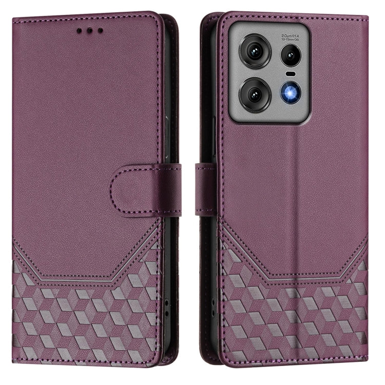 For Motorola Edge 50 Pro Honeycomb Embossing RFID Leather Phone Case