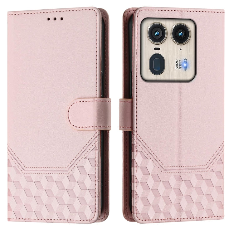 For Motorola Edge 50 Ultra / X50 Ultra Honeycomb Embossing RFID Leather Phone Case