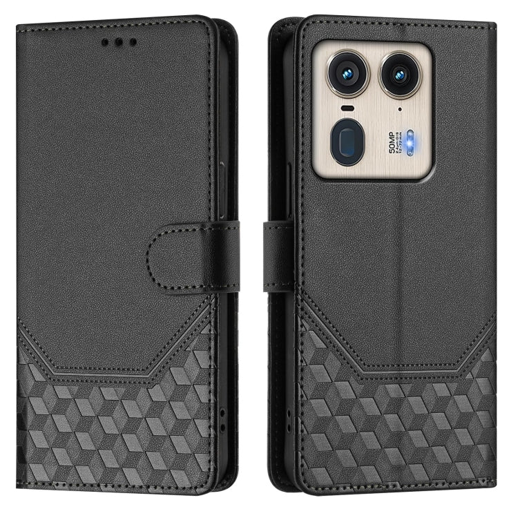 For Motorola Edge 50 Ultra / X50 Ultra Honeycomb Embossing RFID Leather Phone Case