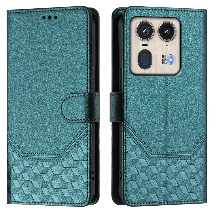 For Motorola Edge 50 Ultra / X50 Ultra Honeycomb Embossing RFID Leather Phone Case
