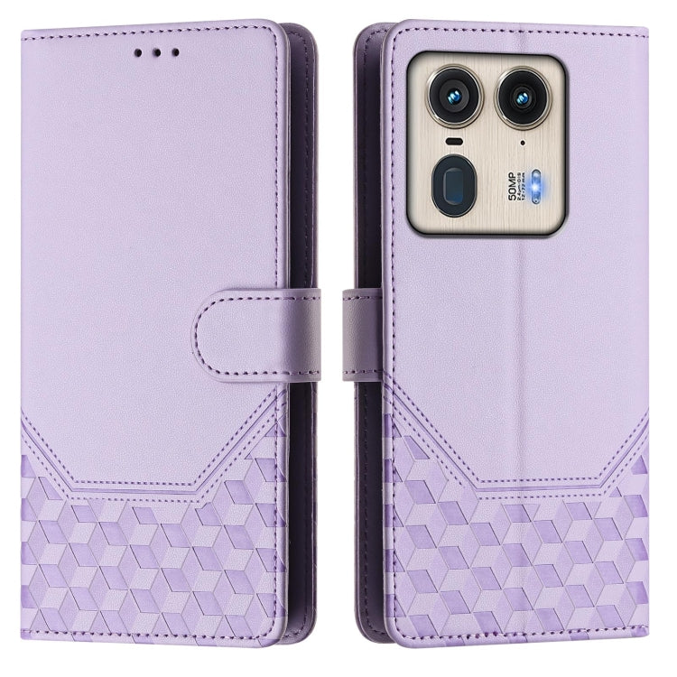 For Motorola Edge 50 Ultra / X50 Ultra Honeycomb Embossing RFID Leather Phone Case