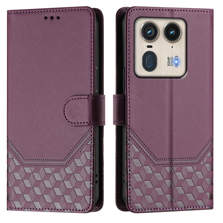 For Motorola Edge 50 Ultra / X50 Ultra Honeycomb Embossing RFID Leather Phone Case