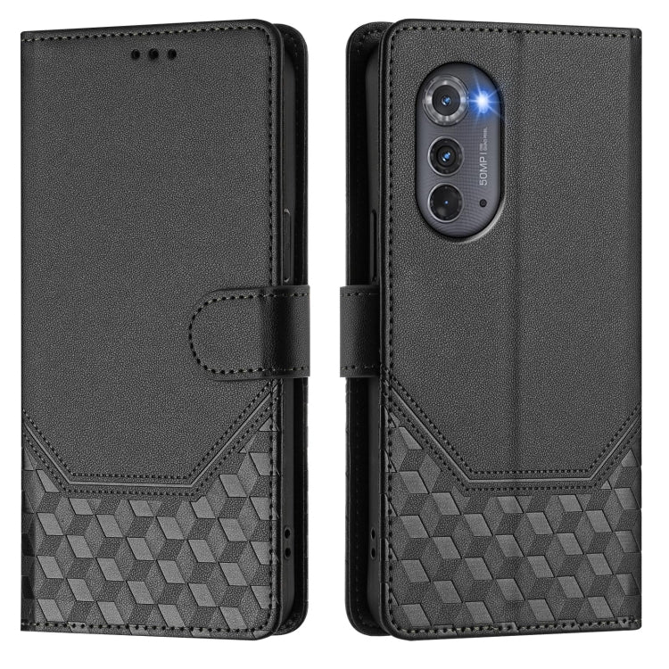 For Motorola Edge 2022 / Edge 5G UW 2022 Honeycomb Embossing RFID Leather Phone Case