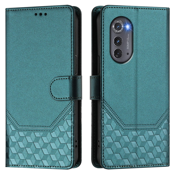 For Motorola Edge 2022 / Edge 5G UW 2022 Honeycomb Embossing RFID Leather Phone Case