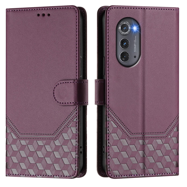 For Motorola Edge 2022 / Edge 5G UW 2022 Honeycomb Embossing RFID Leather Phone Case