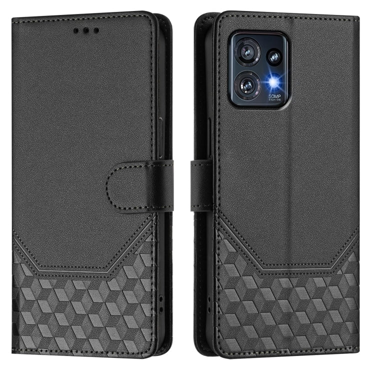 For Motorola Edge+ 2023 / 40 Pro Honeycomb Embossing RFID Leather Phone Case
