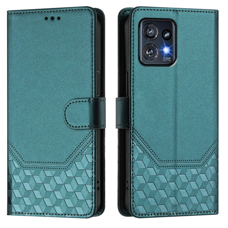 For Motorola Edge+ 2023 / 40 Pro Honeycomb Embossing RFID Leather Phone Case