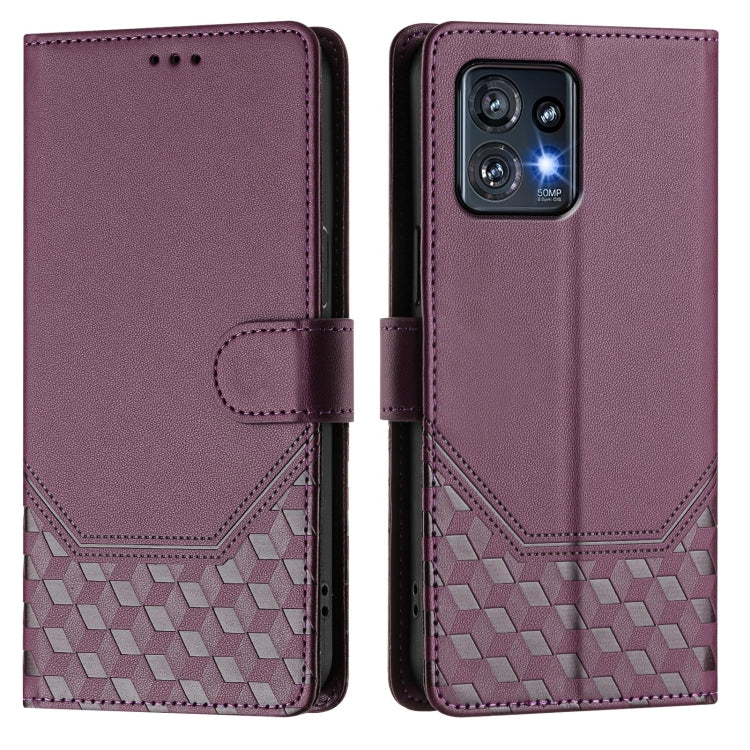 For Motorola Edge+ 2023 / 40 Pro Honeycomb Embossing RFID Leather Phone Case