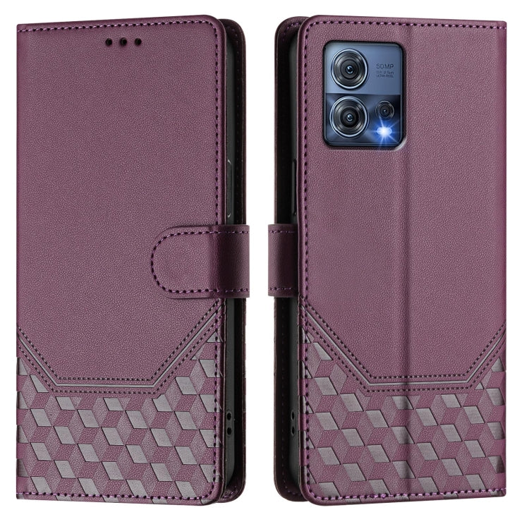 For Motorola Edge 30 Fusion / Moto S30 Pro Honeycomb Embossing RFID Leather Phone Case