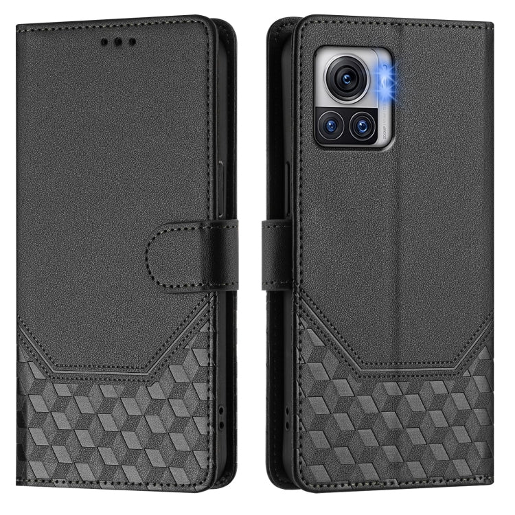 For Motorola Edge 30 Ultra / Moto X30 Pro Honeycomb Embossing RFID Leather Phone Case