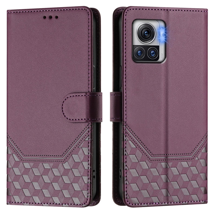 For Motorola Edge 30 Ultra / Moto X30 Pro Honeycomb Embossing RFID Leather Phone Case