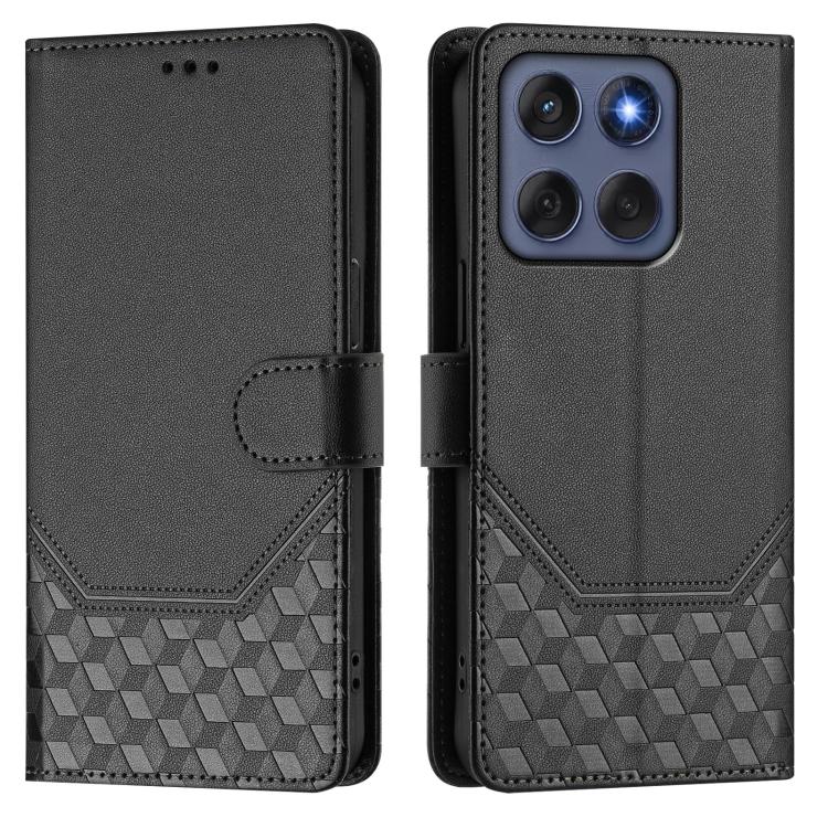 For Motorola Edge 60 Fusion Honeycomb Embossing RFID Leather Phone Case