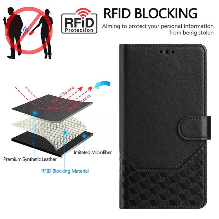 For Motorola Edge 60 Fusion Honeycomb Embossing RFID Leather Phone Case