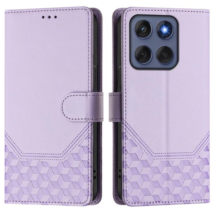 For Motorola Edge 60 Fusion Honeycomb Embossing RFID Leather Phone Case