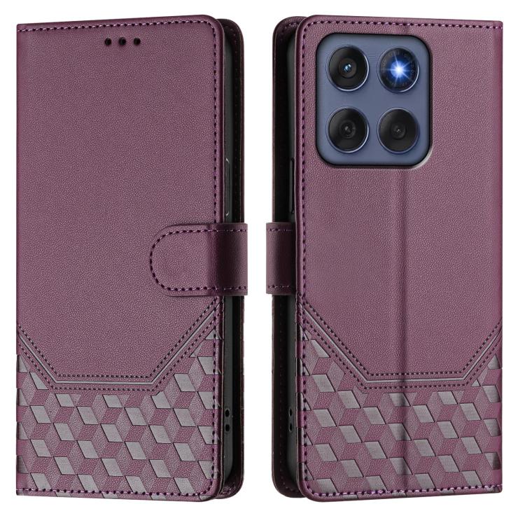 For Motorola Edge 60 Fusion Honeycomb Embossing RFID Leather Phone Case