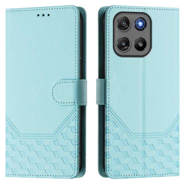 For Motorola Moto G67 Power 5G Honeycomb Embossing RFID Leather Phone Case