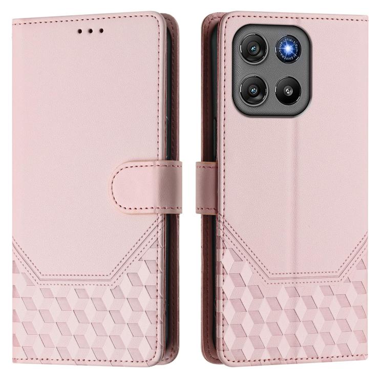 For Motorola Moto G67 Power 5G Honeycomb Embossing RFID Leather Phone Case
