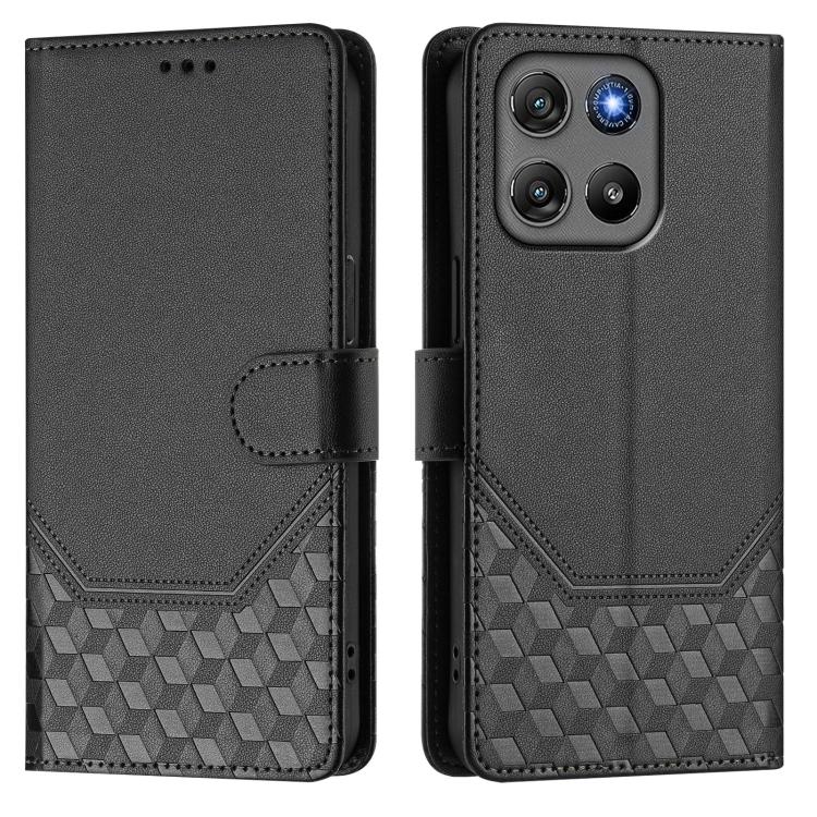 For Motorola Moto G67 Power 5G Honeycomb Embossing RFID Leather Phone Case