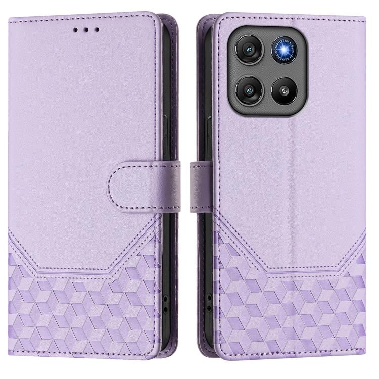 For Motorola Moto G67 Power 5G Honeycomb Embossing RFID Leather Phone Case