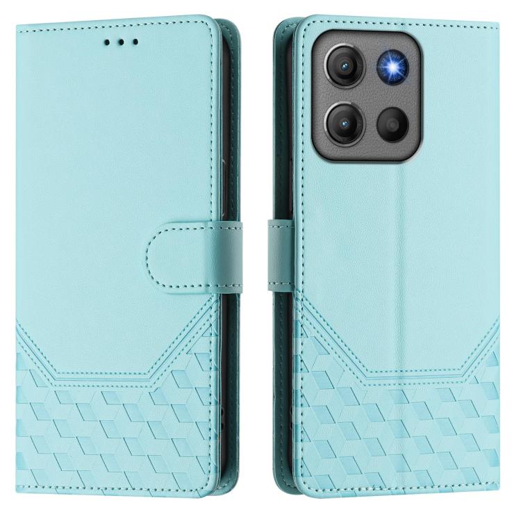 For Motorola Moto G17 4G / G17 Power 4G Honeycomb Embossing RFID Leather Phone Case