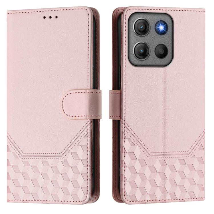 For Motorola Moto G17 4G / G17 Power 4G Honeycomb Embossing RFID Leather Phone Case