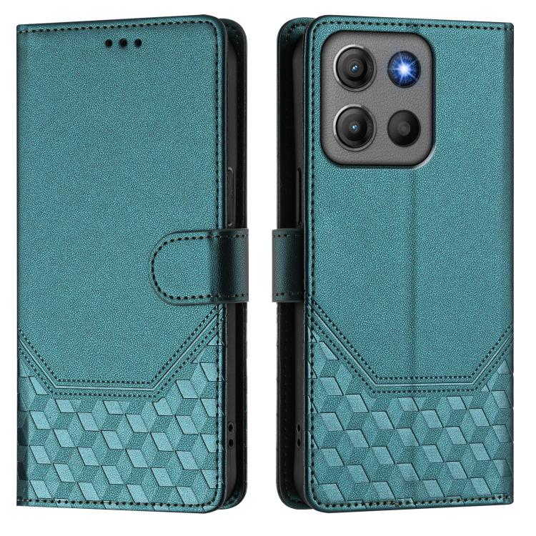 For Motorola Moto G17 4G / G17 Power 4G Honeycomb Embossing RFID Leather Phone Case