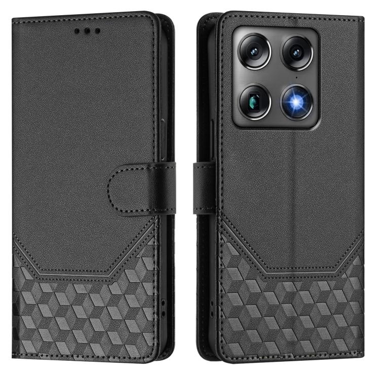 For Motorola Moto X70 Air Pro / Signature 5G Honeycomb Embossing RFID Leather Phone Case