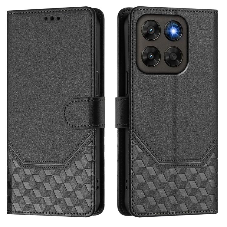 For Motorola Moto G87 5G / G77 5G / G67 5G Honeycomb Embossing RFID Leather Phone Case