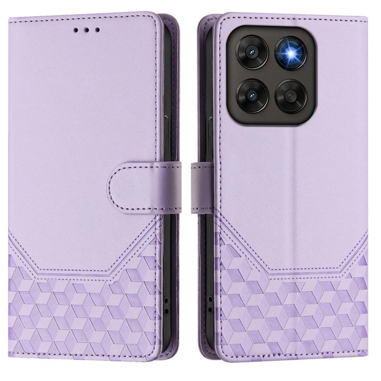 For Motorola Moto G87 5G / G77 5G / G67 5G Honeycomb Embossing RFID Leather Phone Case