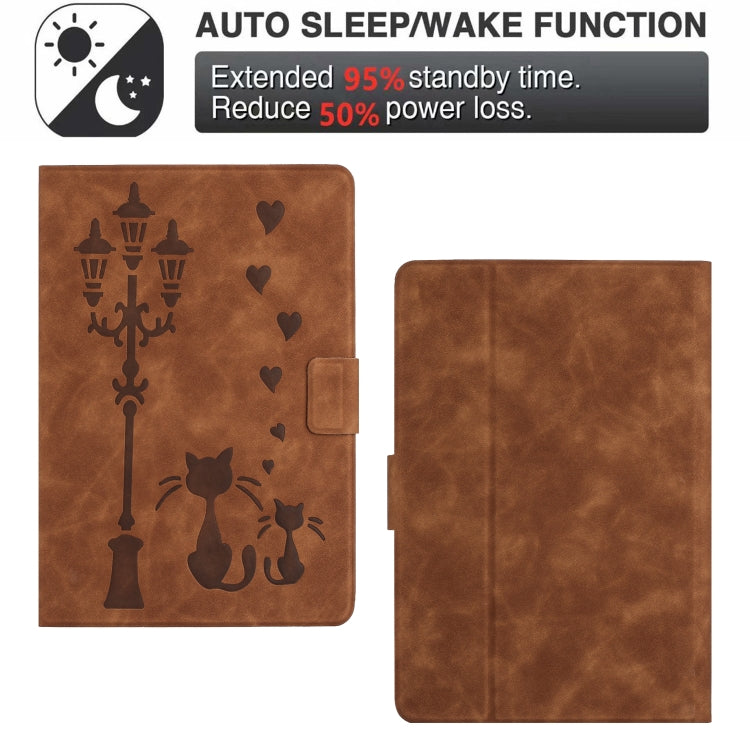 For Amazon Kindle Paperwhite 4 / 3 / 2 Embossed Couple Cat Smart Tablet Leather Case