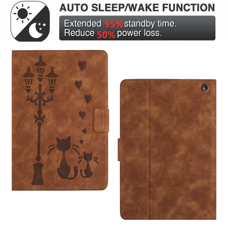 For Amazon Kindle Fire HD 8 2022 / 2020 Embossed Couple Cat Smart Tablet Leather Case