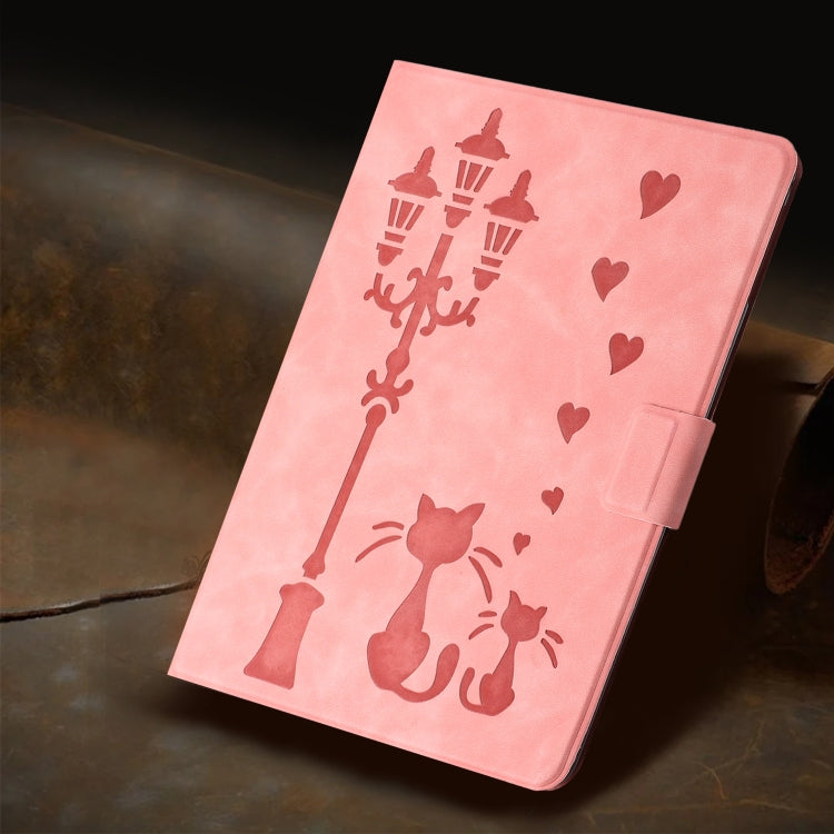 For Amazon Kindle Fire HD 8 2022 / 2020 Embossed Couple Cat Smart Tablet Leather Case